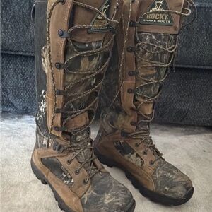Rocky 16" Pro-Light Waterproof Snake Boots Mens Sz 6 M Camo Leather Hunting